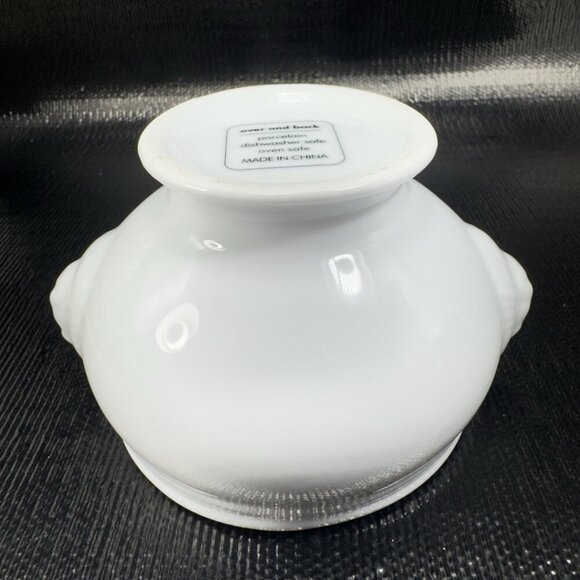 Bistro By Over And Back Lions Head White Porcelain Pedestal Bowl Dish Set2 Bowls - Picture 14 of 16